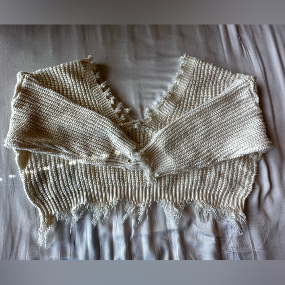 ZAFUL Drop Shoulder Cropped Sweater
